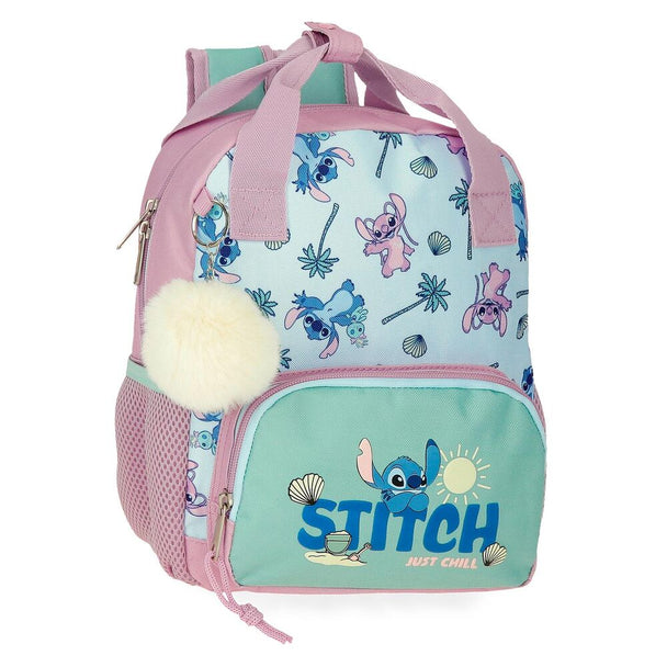 Vue avant du sac à dos Disney Stitch Just Chill 28cm avec le personnage Stitch en design coloré.