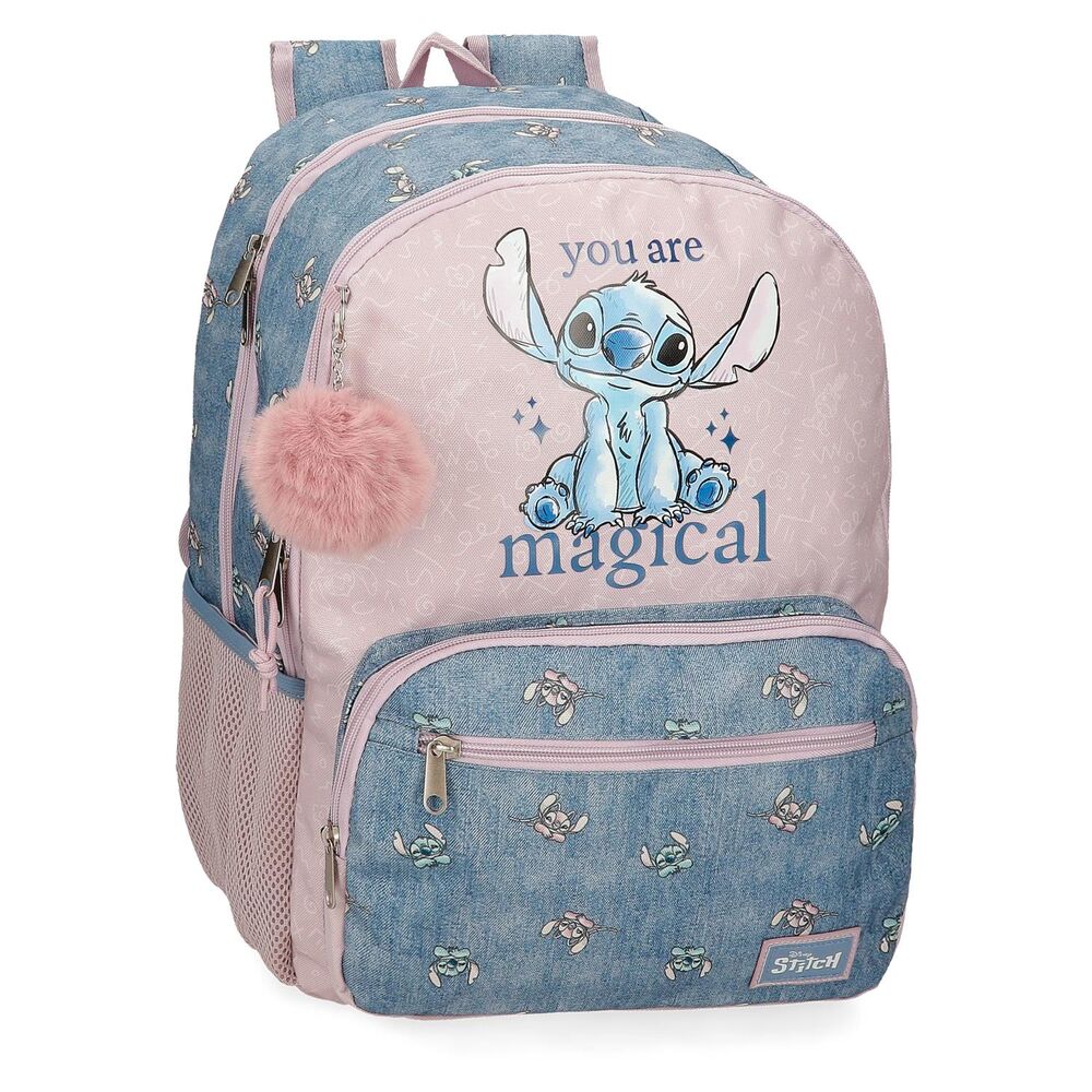 Vue de face du sac à dos Disney Stitch You Are Magical 44cm avec design coloré