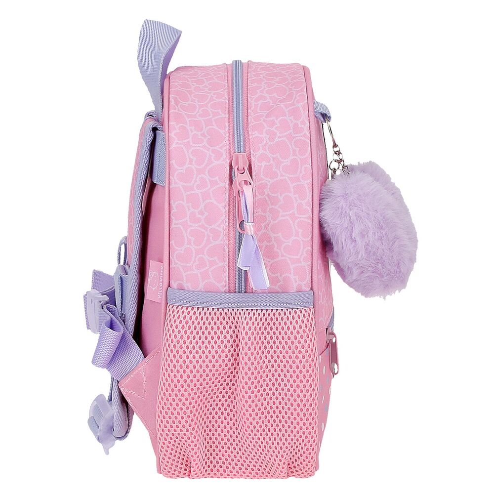 Détail du motif Hearts & Dots coloré sur le sac à dos Hello Kitty
