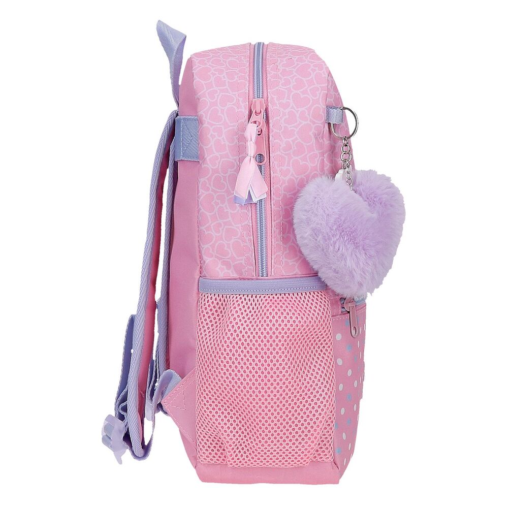 Détail des poches latérales du sac à dos Hello Kitty Hearts & Dots