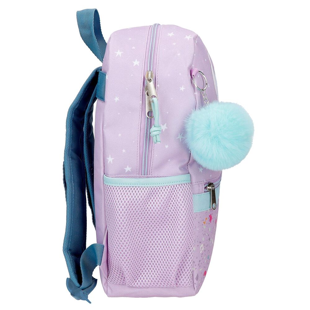 Zoom sur le motif Stitch imprimé sur le sac à dos JOUMMA BAGS