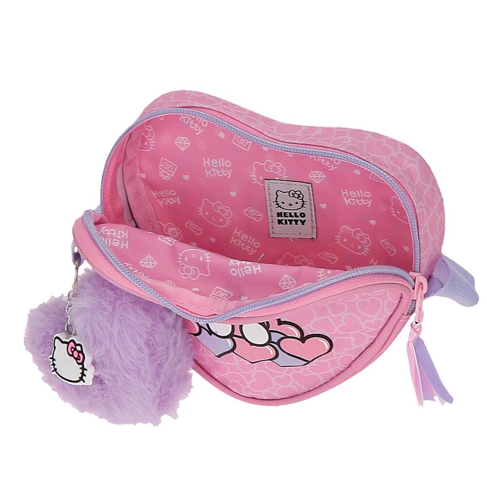 Intérieur du sac à épaule Hello Kitty avec compartiment principal visible