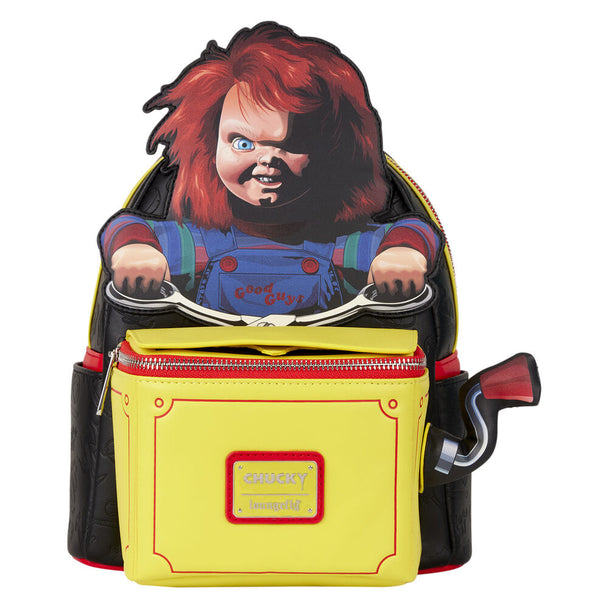 Zoom sur le logo Loungefly embossé sur le sac à dos Chucky 26cm
