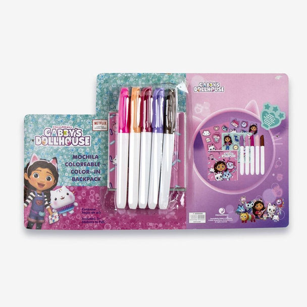 Détail des éléments inclus dans le kit CERDÁ pour personnaliser le sac à dos Gabbys Doll House