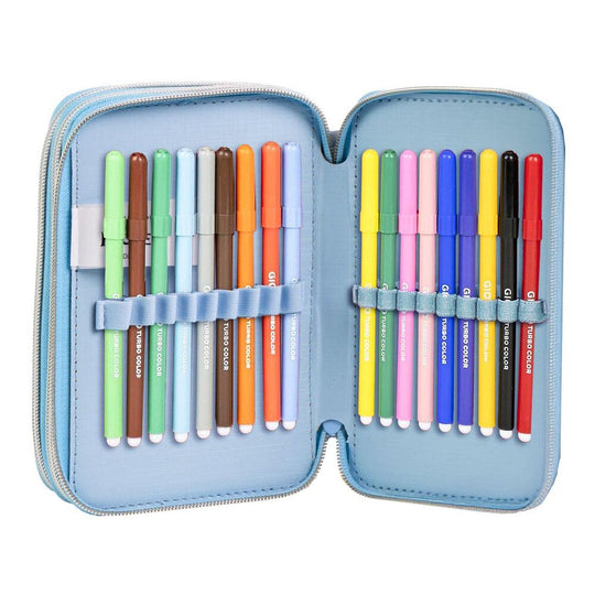 Ouverture des trois compartiments de la trousse Disney Frozen pour un rangement organisé