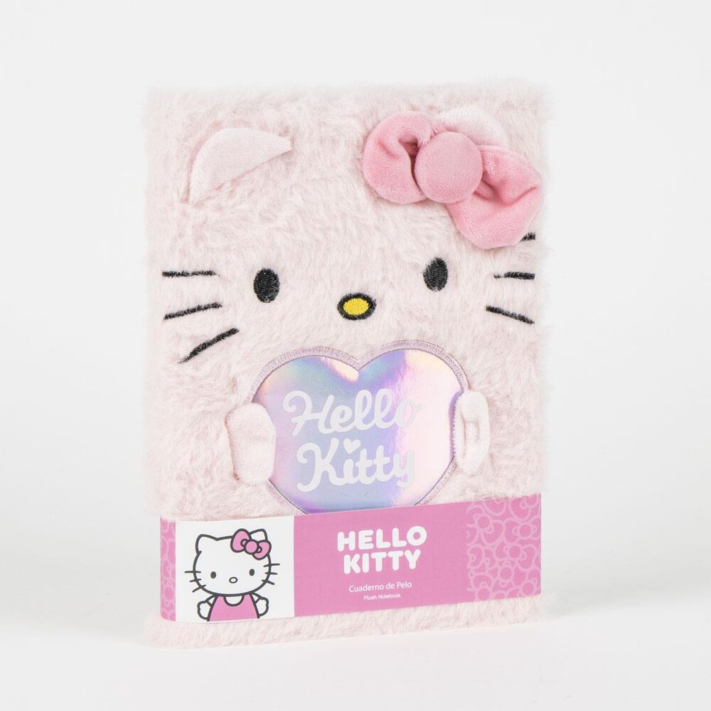 Pack complet du cahier peluche Hello Kitty avec ses 5 images sous différents angles