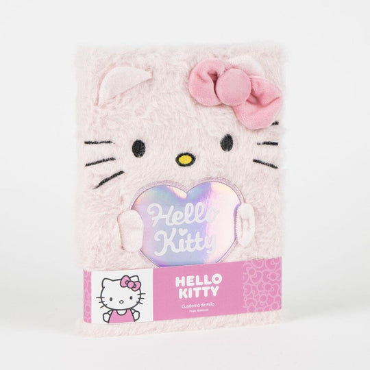 Pack complet du cahier peluche Hello Kitty avec ses 5 images sous différents angles