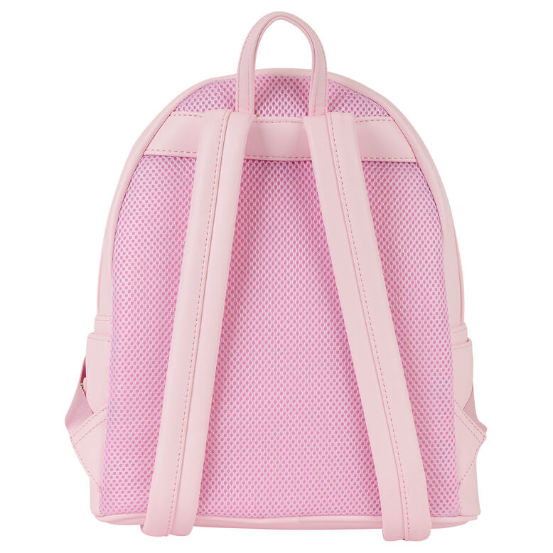 Vue arrière avec les bretelles réglables du sac à dos Loungefly Minnie Mouse pour un confort optimal