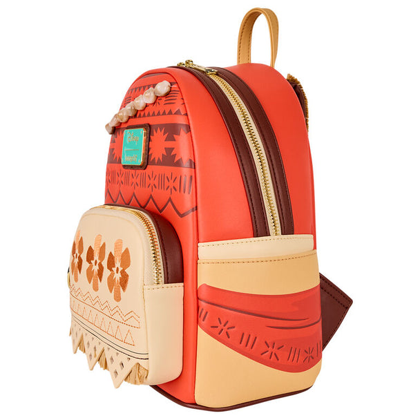 Détail des franges en toile de jute et appliques sur le sac à dos Vaiana Loungefly