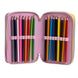 Détail du tissu et des coutures résistantes de la trousse triple compartiments Barbie CERDÁ