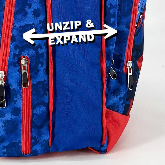 Image montrant les multiples compartiments spacieux du sac à dos Marvel Spiderman 41 cm