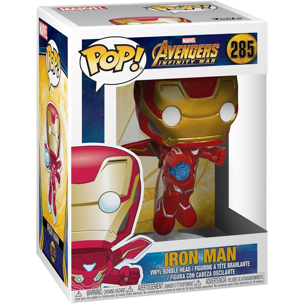 Détail de la figurine Funko POP Iron Man avec ailes montrant les couleurs et finitions précises