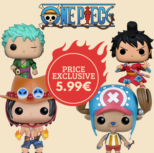 Pack Funko POP One Piece avec figurines détaillées des personnages emblématiques de la série manga et anime.