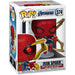 Vue de profil de la figurine POP Iron Spider Avengers Endgame avec Nano Gant