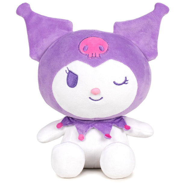 Peluche Hello Kitty Kuromi lilas de 22cm vue de face, douce et câline, marque PLAY BY PLAY