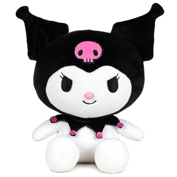 Peluche Hello Kitty Kuromi noire de 16cm signée PLAY BY PLAY, vue de face sur fond blanc.