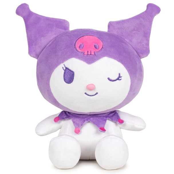 Peluche Hello Kitty Kuromi de couleur lilas mesurant 16 cm, créée par PLAY BY PLAY, vue de face sur fond blanc.