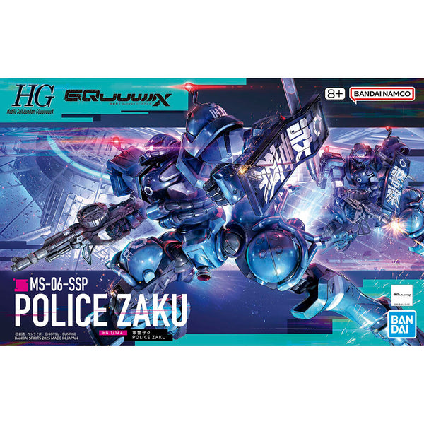 Vue avant détaillée de la figurine Police Zaku GQuuuuuuX Mobile Suit Gundam de BANDAI HOBBY