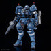 Profil gauche de la figurine Police Zaku GQuuuuuuX avec ses décalcomanies à base d'eau visibles
