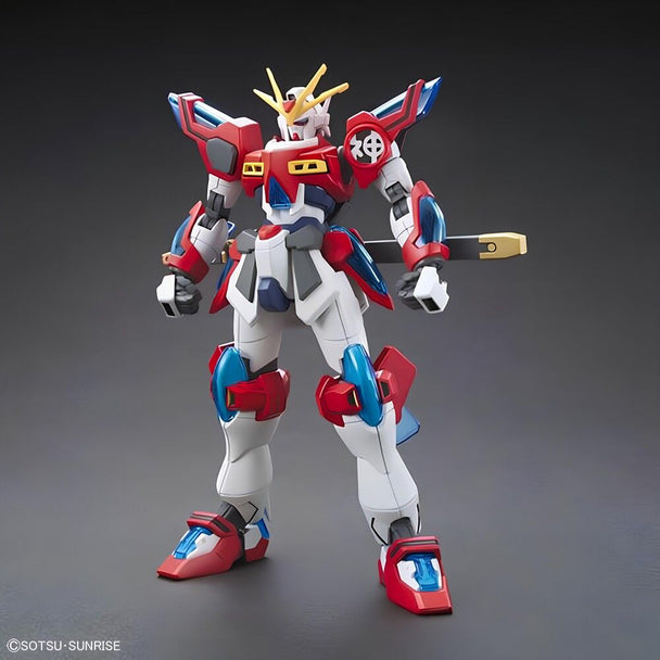 Figurine Kamiki Burning Gundam High Grade 1/144 de BANDAI HOBBY, détaillée et posée sur base d'action.