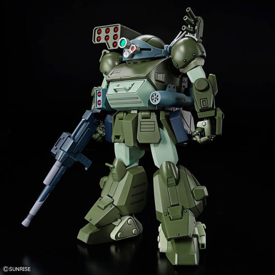 Détail des armes et accessoires du Scopedog Turbo Custom sur la figurine BANDAI HOBBY