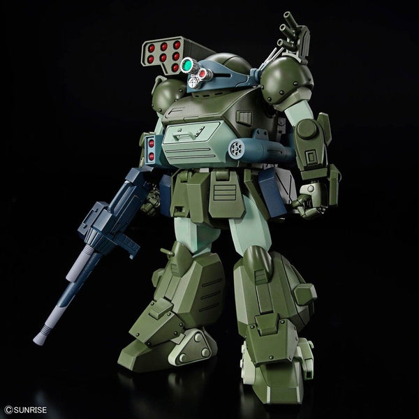 Détail des armes et accessoires du Scopedog Turbo Custom sur la figurine BANDAI HOBBY
