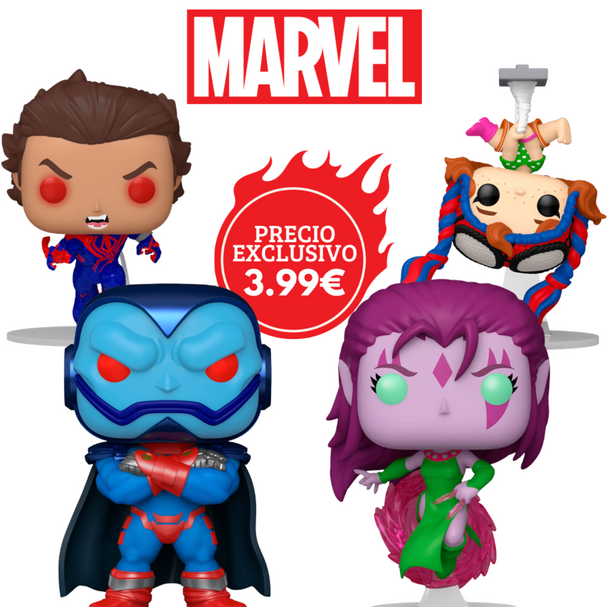 Pack de figurines Funko POP Marvel avec plusieurs héros emblématiques, produit officiel FUNKO pour collectionneurs.