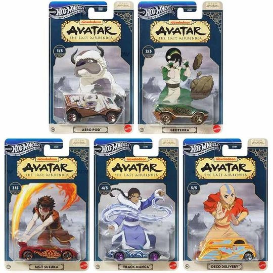 Packaging collector de la voiture Hot Wheels Avatar The Last Airbender par MATTEL avec illustration du dessin animé