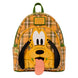 Vue avant du sac à dos Loungefly Disney Pluto 95e anniversaire avec design coloré et détaillé