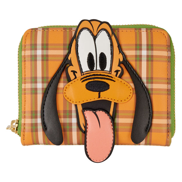 Portefeuille Loungefly Disney Pluto 95e anniversaire vue de face avec design coloré et logo