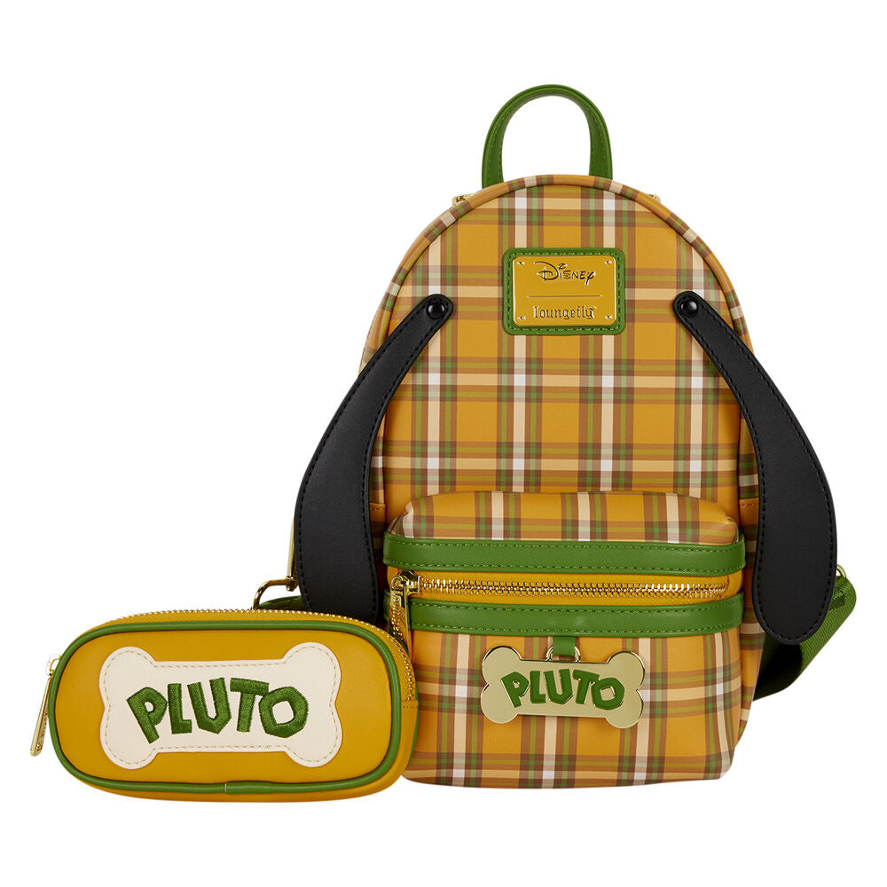 Vue de face du sac épaule Loungefly Disney Pluto 95e Anniversaire avec illustration colorée de Pluto