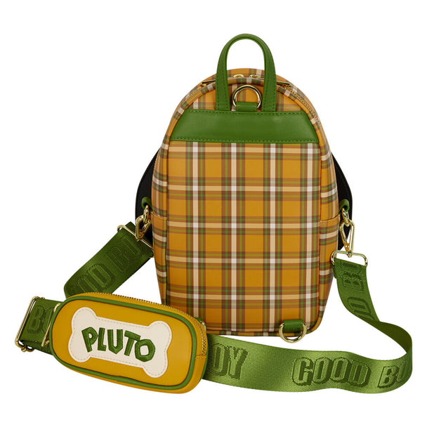 Détail du logo Loungefly embossé sur la fermeture du sac Disney Pluto 95e Anniversaire