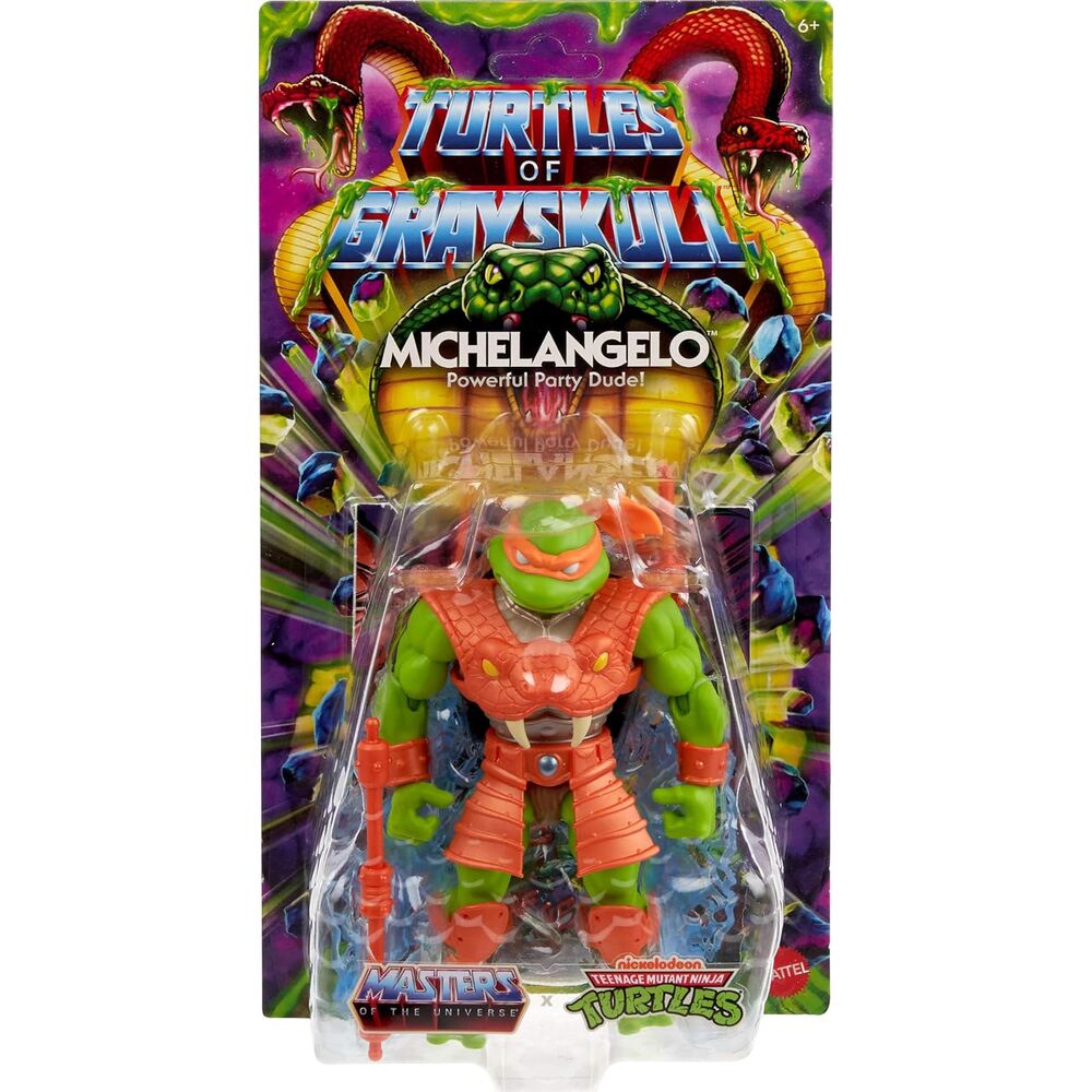 Mini-comic inclus avec la figurine illustrant l'histoire de la Guerre des Reptiles entre Ninja Turtles et Masters of the Universe.