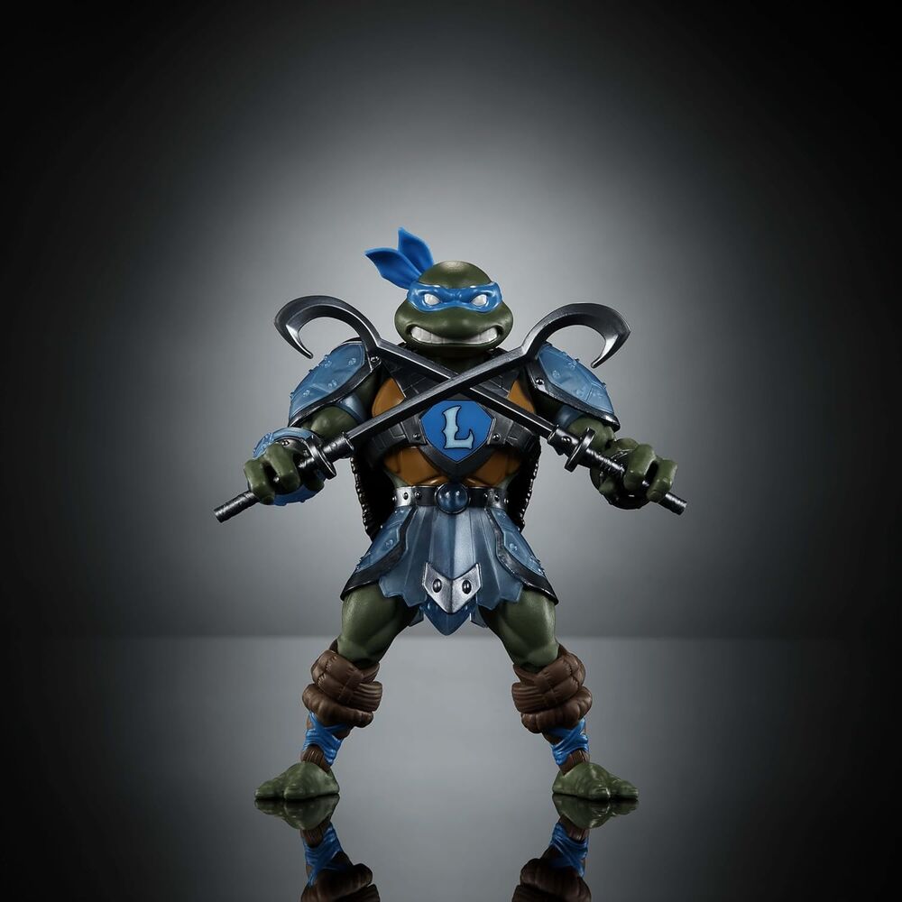 Pose dynamique de la figurine Leonardo avec 16 points d'articulation en action