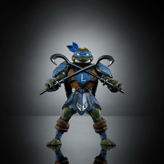 Pose dynamique de la figurine Leonardo avec 16 points d'articulation en action
