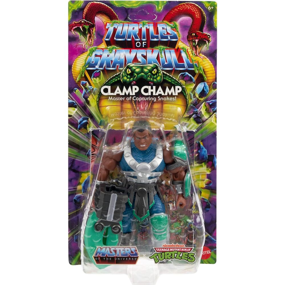 Mini-comic inclus avec la figurine Clamp Champ illustrant la bataille des Reptile Wars entre Tortues Ninja et Masters of the Universe