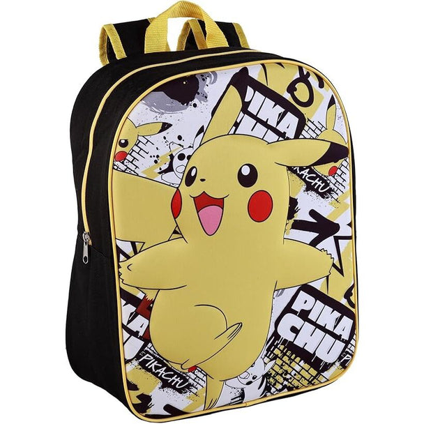 Sac à dos Pikachu 3D EVA jaune de 40 cm avec design embossé, idéal pour enfants et fans de Pokemon.