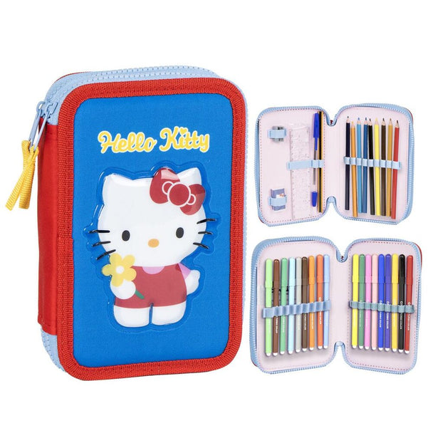 Vue de face de la trousse double Hello Kitty CERDÁ avec son design coloré et ses dimensions compactes
