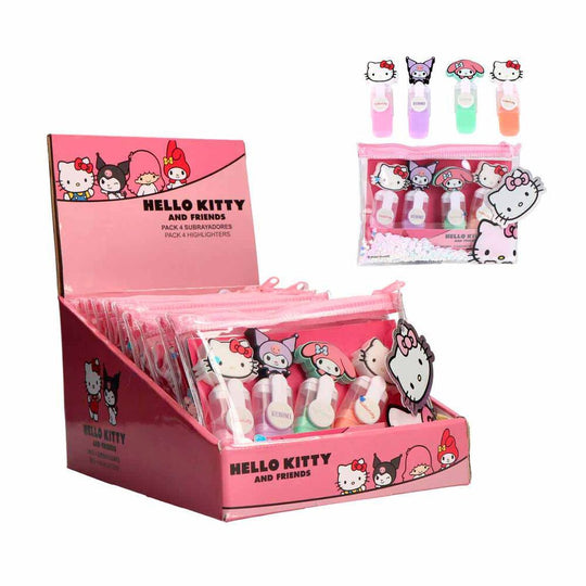 Utilisation des surligneurs Hello Kitty pour marquer des notes colorées