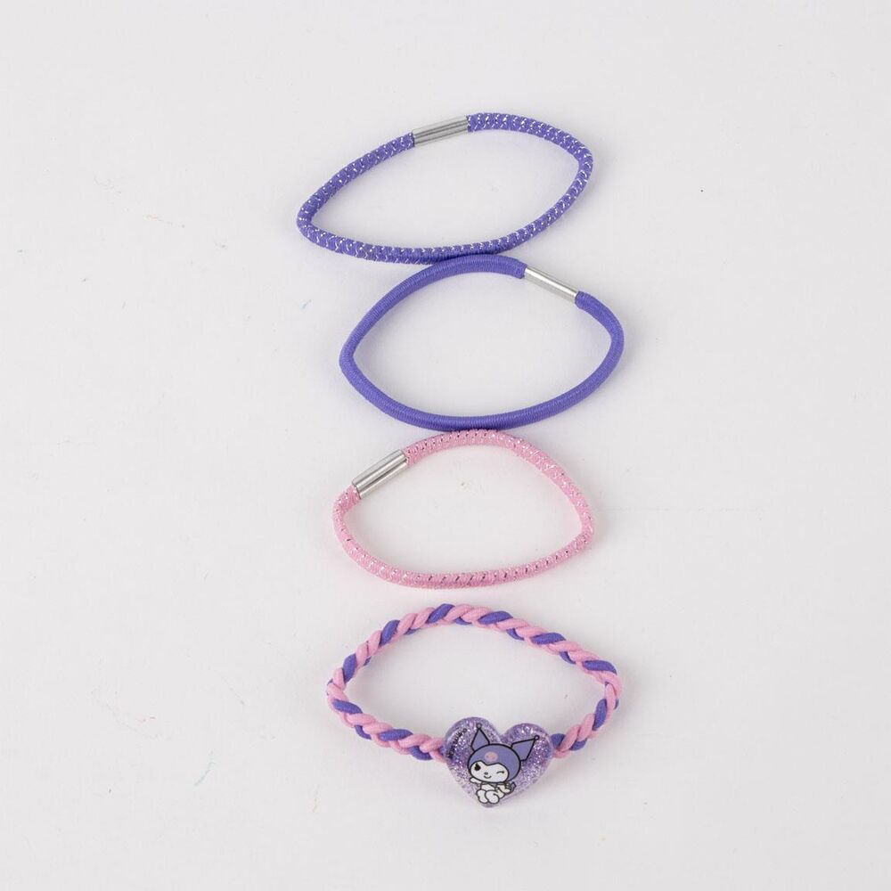 Vue rapprochée des textures et finitions des accessoires cheveux CERDÁ Hello Kitty Kuromi