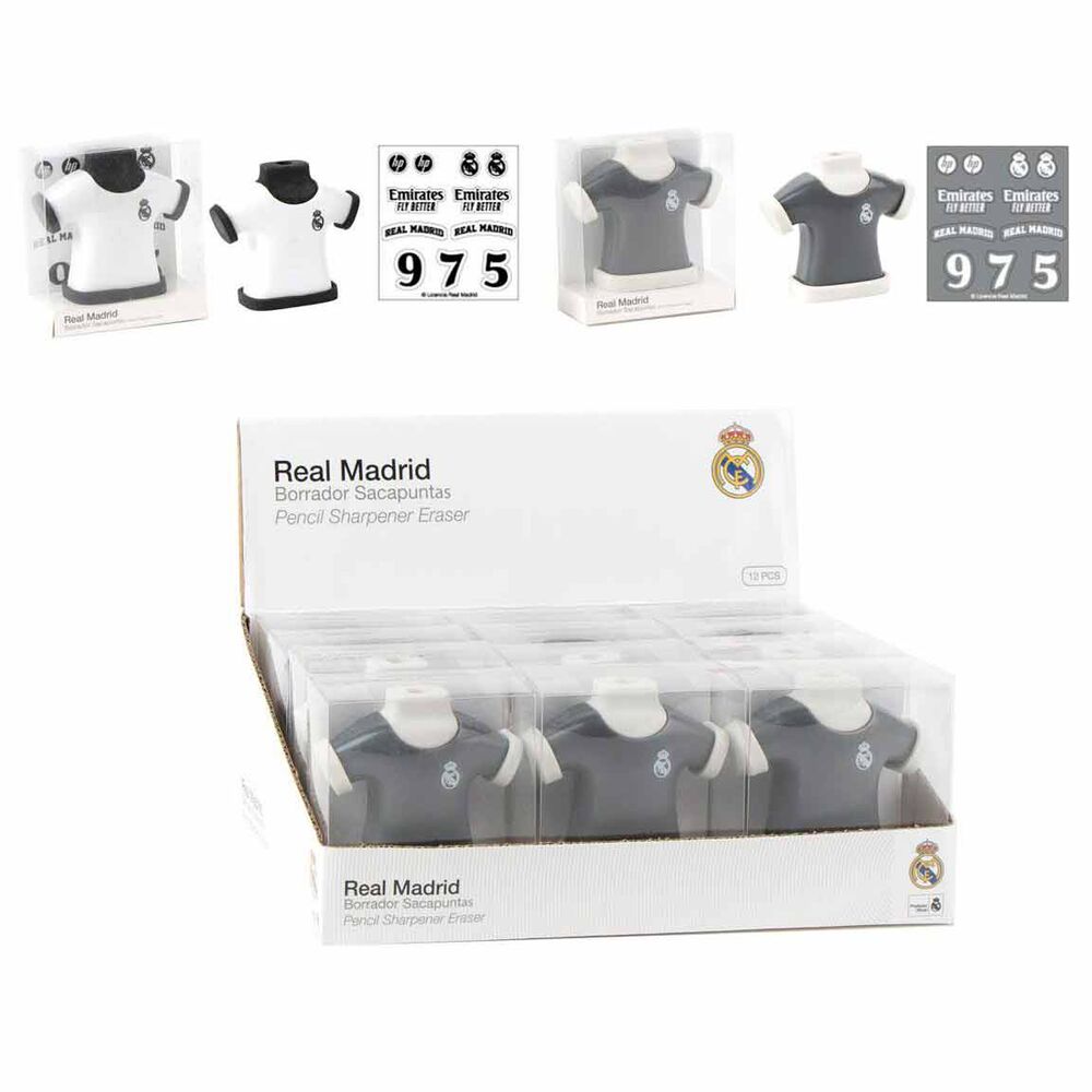 Taille-crayon Real Madrid CERDÁ blanc avec logo officiel sur fond clair