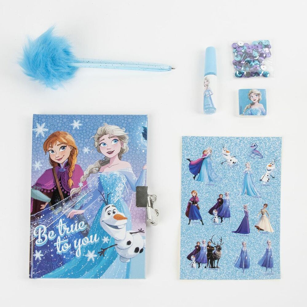 Vue détaillée de l'intérieur du journal Frozen avec pages pour écrire et dessiner, design exclusif CERDÁ