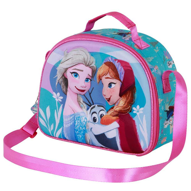 Vue de côté du sac repas isotherme La Reine des Neiges 2 avec bandoulière réglable