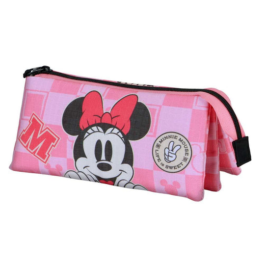 Photo de la doublure intérieure résistante et finition soignée de la trousse Minnie Disney