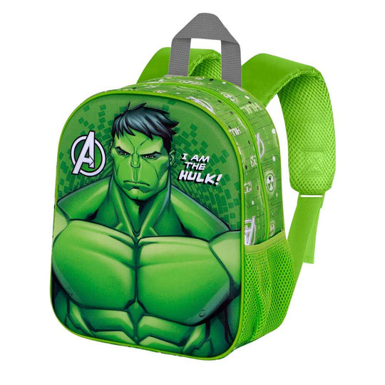 Vue arrière du sac à dos Marvel Hulk avec bretelles rembourrées et étiquette d'identification intégrée