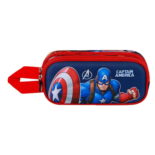 Détail de la fermeture éclair double compartiment de la trousse Captain America Patriot Marvel