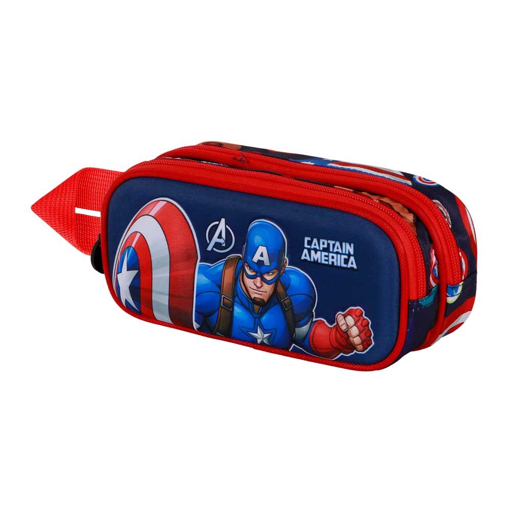 Vue intérieure doublée et compartimentée de la trousse scolaire Captain America Patriot KARACTERMANIA