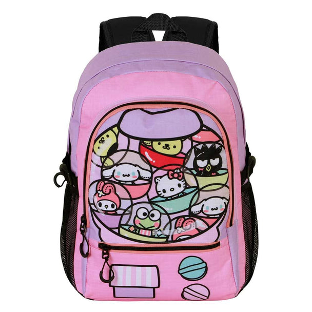Détail des bretelles rembourrées ajustables du sac à dos Hello Kitty pour un confort optimal.