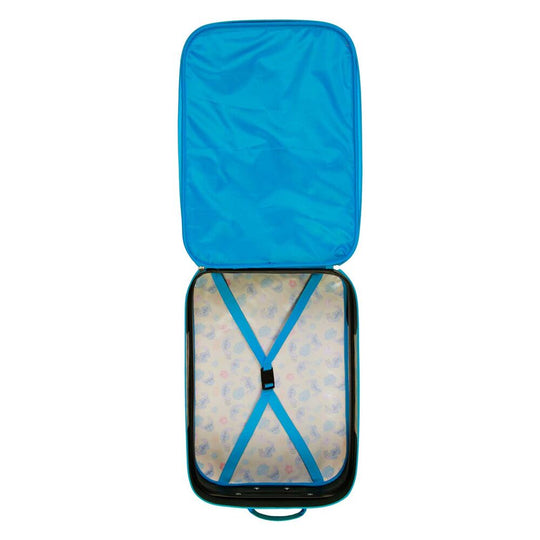 Valise Disney Stitch 3D posée debout montrant sa taille compacte et ses roues
