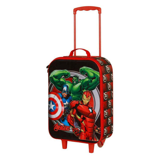 Valise Marvel Avengers 3D ouverte montrant l'intérieur spacieux et pratique pour enfants